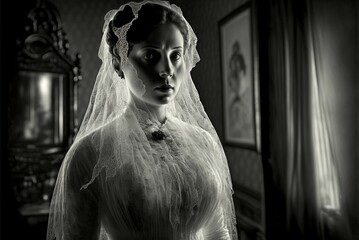 Ghost of a Victorian Woman. Generative AI, non-existent person.