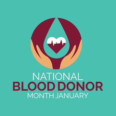 vector graphic of national blood donor month  Holiday concept. Template for background, banner, card, poster with text inscription.