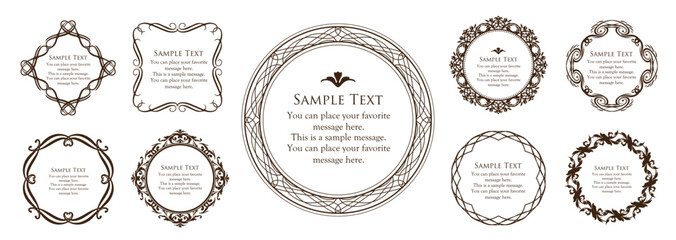高級感のある額のデザイン。囲みのデザイン。アンティークな枠。