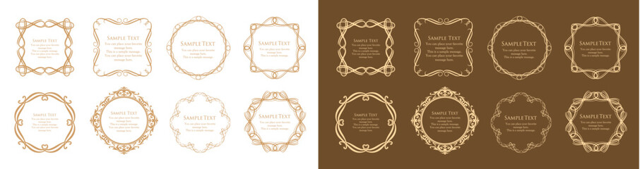 高級感のある額のデザイン。囲みのデザイン。アンティークな枠。