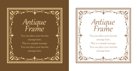 高級感のある額のデザイン。囲みのデザイン。アンティークな枠。