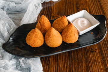 Croquette stuffed with fried chili and Brazilian appetizer - Coxinha de frango