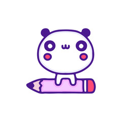 Cute panda bear with pencil illustration, with soft pop style and old style 90s cartoon drawings. Artwork for street wear, t shirt, patchworks; for teenagers clothes.
