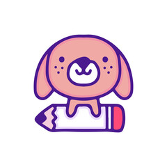 Cute dog with pencil illustration, with soft pop style and old style 90s cartoon drawings. Artwork for street wear, t shirt, patchworks; for teenagers clothes.