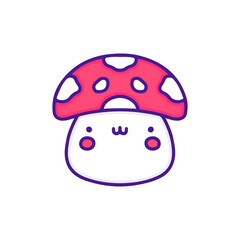 Cute mushroom character doodle illustration, with soft pop style and old style 90s cartoon drawings. Artwork for sticker, patchworks; for kids clothes.
