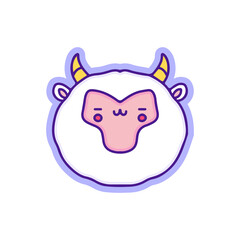 Cute sheep doodle illustration, with soft pop style and old style 90s cartoon drawings. Artwork for sticker, patchworks; for kids clothes.