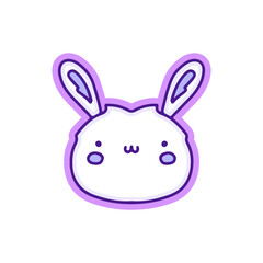 Kawaii bunny doodle illustration, with soft pop style and old style 90s cartoon drawings. Artwork for sticker, patchworks; for kids clothes.