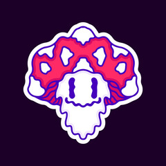 Distorted mushroom character, illustration for t-shirt, sticker, or apparel merchandise. With modern pop and retro style.