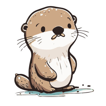 Cute Children Illustration Baby Animal Funny Book Vector cat Meercat Otter