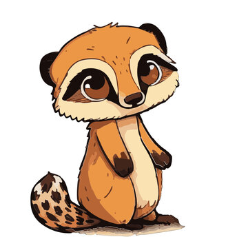 Cute Children Illustration Baby Animal Funny Book Vector cat Meercat Otter