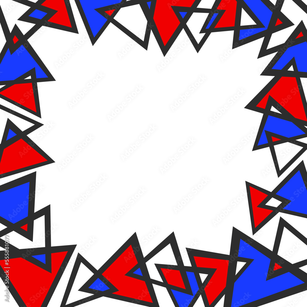 Poster simple framed background with colorful triangle and with some copy space area