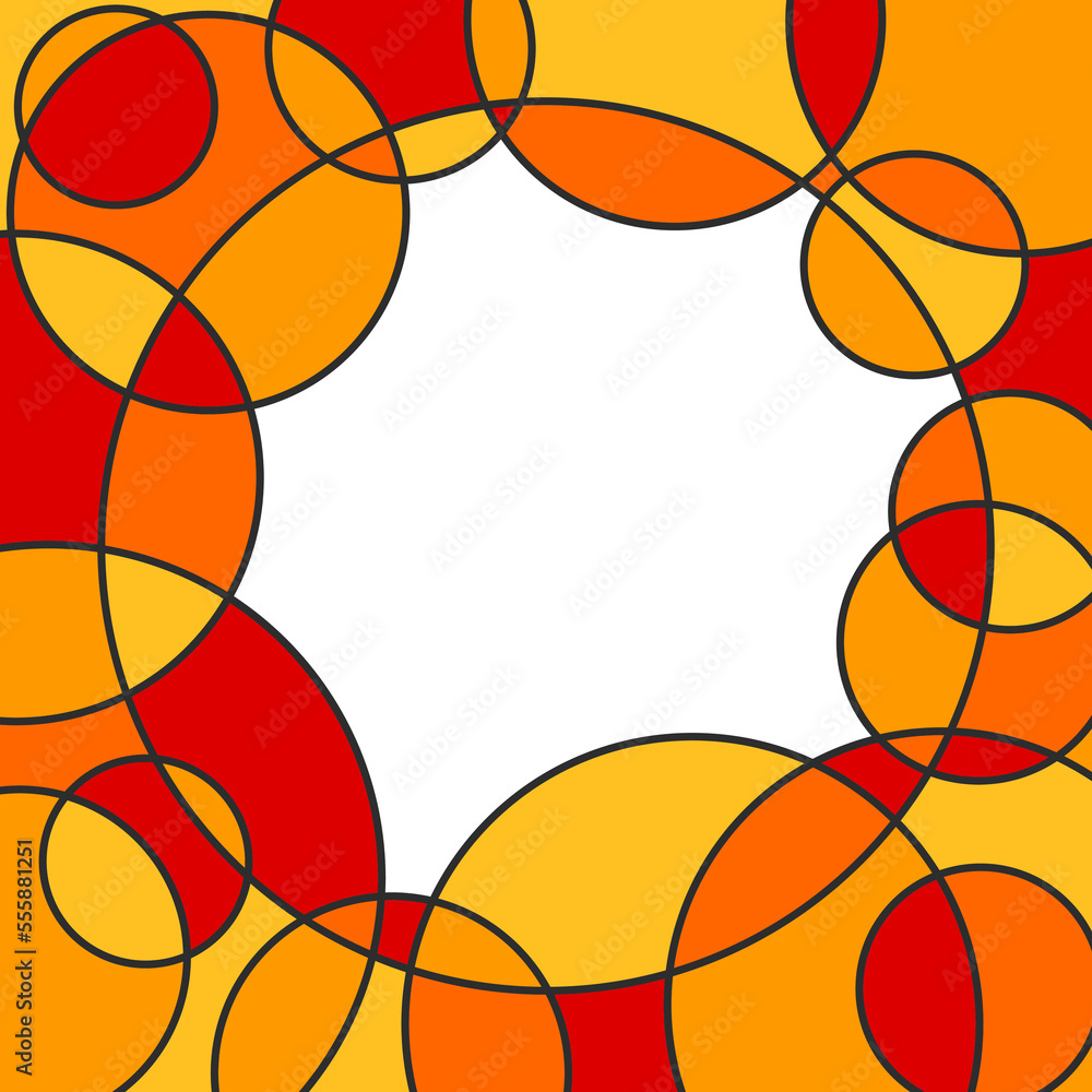 Poster abstract background with colorful overlapping circles pattern and with some copy space area