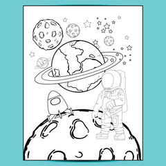Space coloring pages for kids
