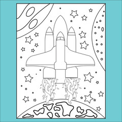 Space coloring pages for kids