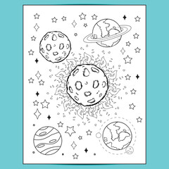 Space coloring pages for kids