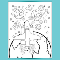 Space coloring pages for kids