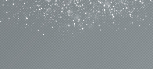Realistic falling snow.Christmas background.Isolated on transparent background.