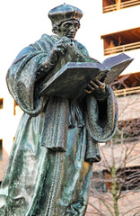 Bronze statue of Erasmus in city Rotterdam, Netherlands