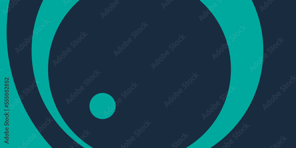Poster abstract minimalist green round curving, oval concentric shapes on dark background - retro style des