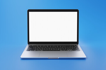 laptop isolated with transparent screen and blue background