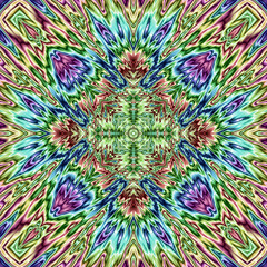 3d effect - abstract colorful kaleidoscopic geometric fractal pattern