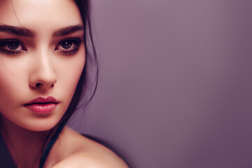 Fototapeta premium Fashion portrait of a confident female model. Empty space for text.