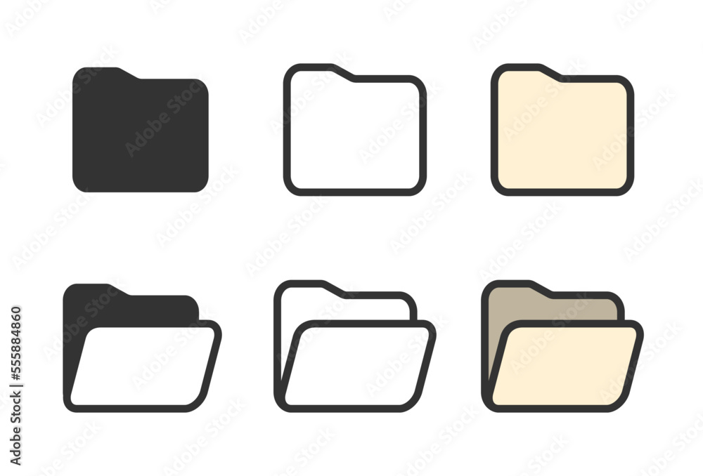 Poster folder icons. file folder document symbols. computer file folders. vector stock illustration.