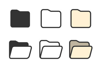 Folder icons. File folder document symbols. Computer file folders. Vector stock illustration. 