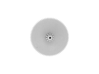 Plastic middle gear wheel isolated on white background.