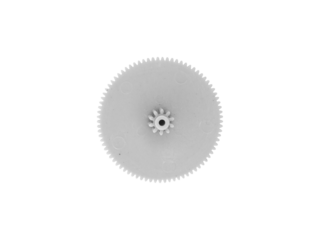 Plastic middle gear wheel isolated on white background.