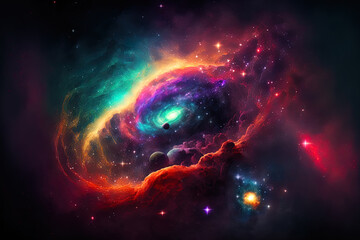 a colorful, realistic galaxy background. Generative AI