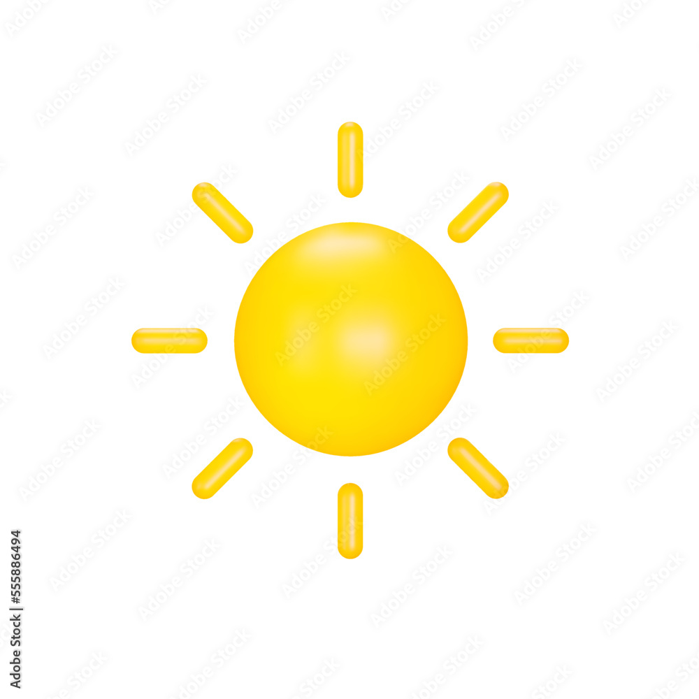 Poster sun 3d icon, sunlight. isolated object on transparent background