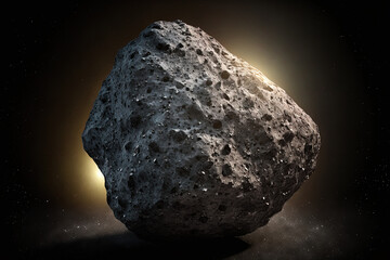 Fototapeta premium stone space rock or meteor from the asteroid belt. Generative AI