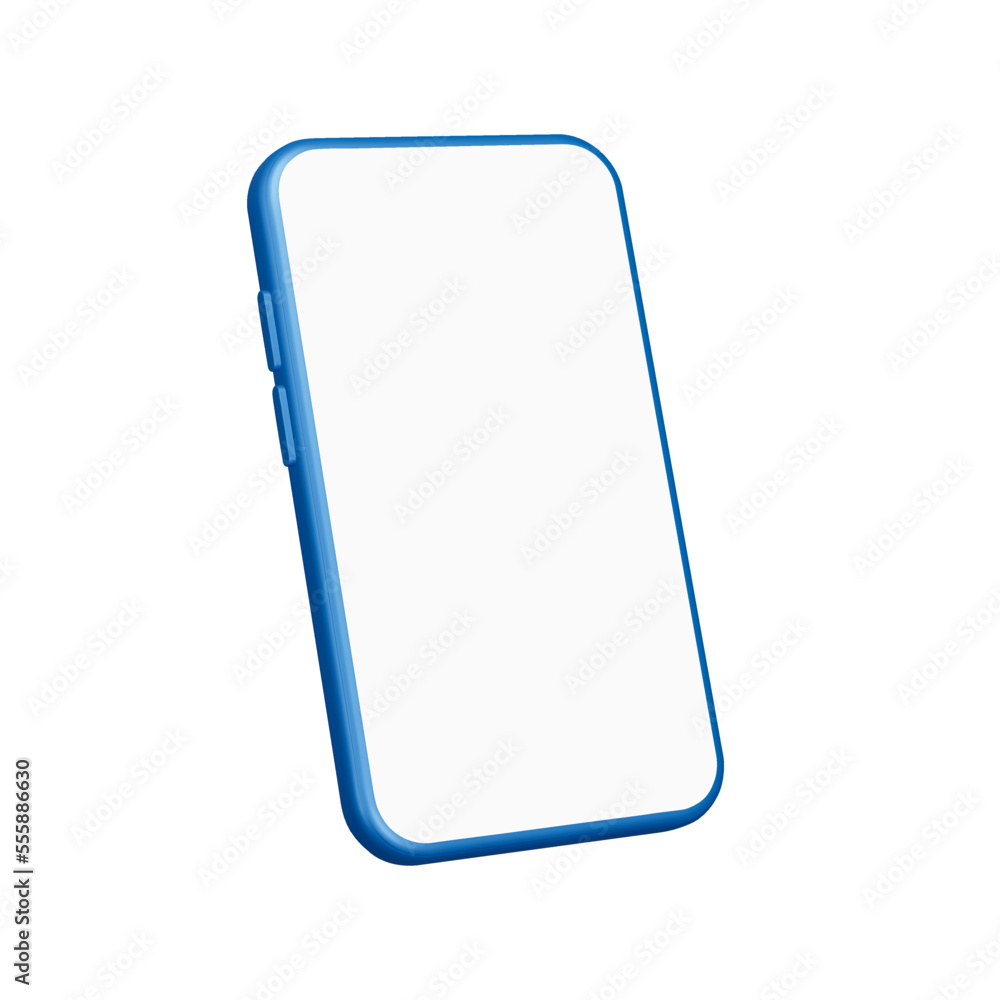 Poster smartphone 3d icon. template with white screen. isolated object on transparent background