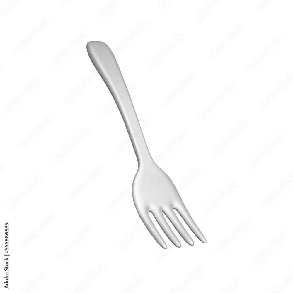Aufkleber fork 3d icon. cutlery. isolated object on transparent background