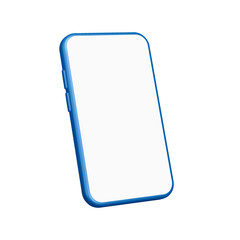 Smartphone 3d icon. template with white screen. Isolated object on transparent background