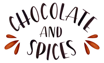 Watercolor Lettering Chocolate and Spices