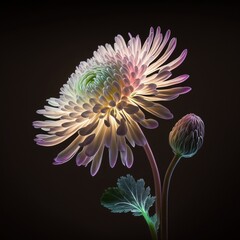 glowing chrysanthemum, generative ai composite