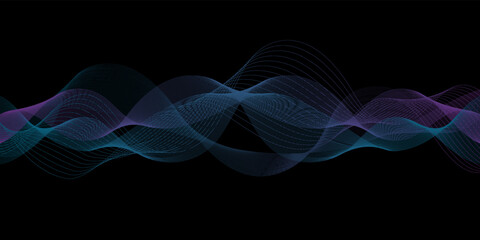 Abstract wave digital element for design. Curved wavy line design element 