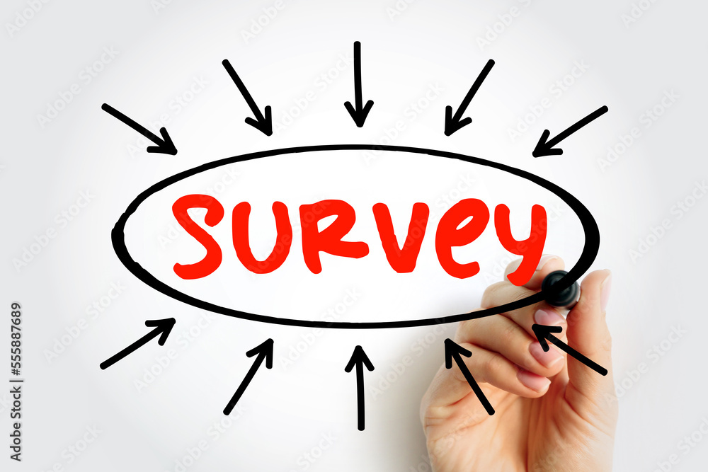 Poster survey text concept with arrows for presentations and reports