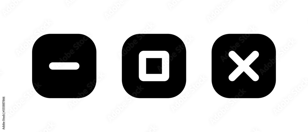 Poster minimize, maximize, and close icon vectors. app window button