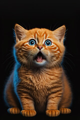 Fototapeta na wymiar Scared orange cat, Generative AI illustration