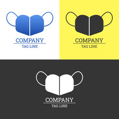 Mask Logo Design With Heart Shape Vector, Suitable For Web, Banner And Business