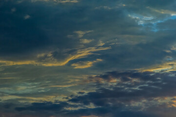 sunset sky with multicolor clouds. Dramatic twilight sky background