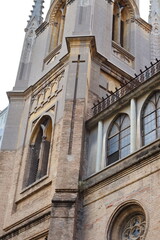 Fototapeta na wymiar Gothic facade of the church of San Vicente Ferrer in Valencia with pinnacles