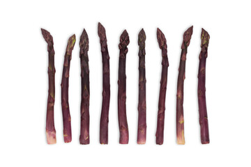 Purple asparagus isolated on white background