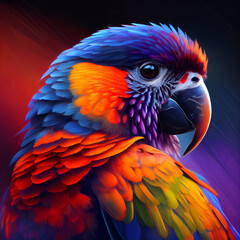 Fototapeta premium parrot in bright colors, created with AI and retouched in photoshop