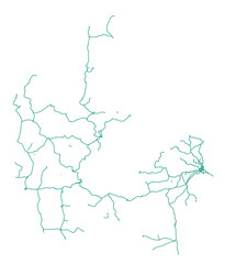 Vector illustration of railway lines in Denmark