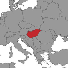 Hungary on world map. Vector illustration.