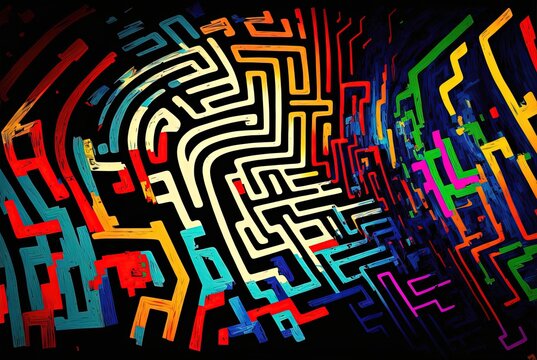 illustration of geometric abstract background in bright colorful motion